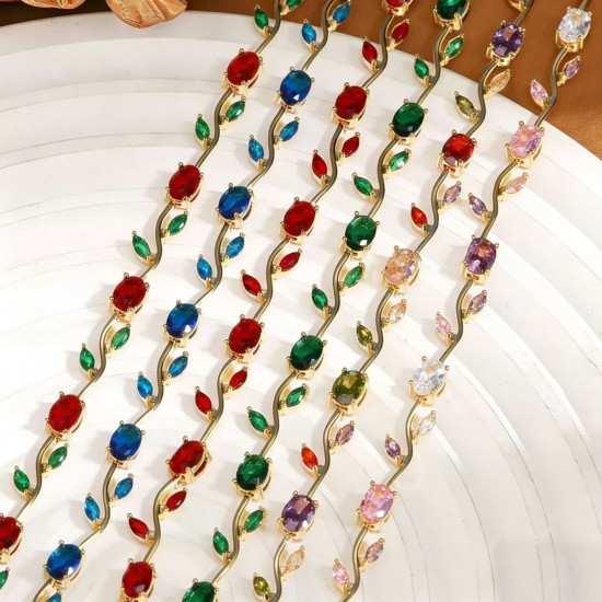 Picture of Wholesale Tulip Flower Brass Bracelets, 18K Real Gold Plated Eco-friendly, Women's Stylish Dainty Gift Jewelry Supply, 20cm(7.9") long