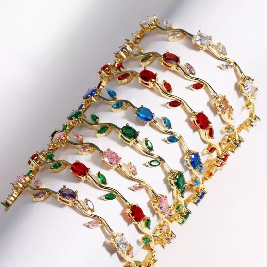 Picture of Wholesale Tulip Flower Brass Bracelets, 18K Real Gold Plated Eco-friendly, Women's Stylish Dainty Gift Jewelry Supply, 20cm(7.9") long