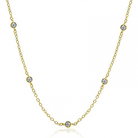 Picture of Wholesale Round Clear Rhinestone Link Cable Chain Station Necklace, Multicolor Brass, Women's Stylish & Casual Ins Style Gift Jewelry For Retailer, 40cm(15.7") + 5cm(2") long