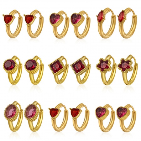 Picture of Wholesale Stylish Minimalist Huggie Hoop Earrings, Round Multicolor Rhinestone 18K Gold Plated 304 Stainless Steel, Women's Gift Jewelry Supply, 16mm x 17mm