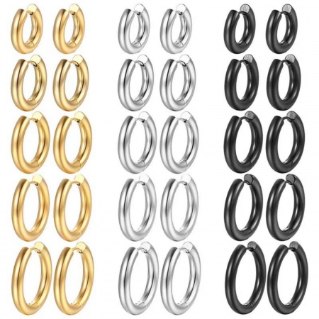 Immagine di Hip-Hop Punk Orecchini Ad Anello Abbraccio All'Ingrosso, Tondo 304 Acciaio Inossidabile, Unisex Regalo Fornitura di Gioielli, 2 Pz