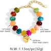 Picture of Wholesale Heart Multicolor Stainless Steel & Resin Curb Link Chain Beaded Bubble Bracelets, Hypoallergenic, Women's Boho Chic Bohemia Ethnic Style Gift Jewelry Supply