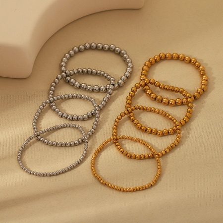 Изображение Wholesale 304 Stainless Steel Elastic Beaded Bubble Bracelets, Eco-friendly, Women's Stylish & Casual Exquisite Gift Jewelry Supply