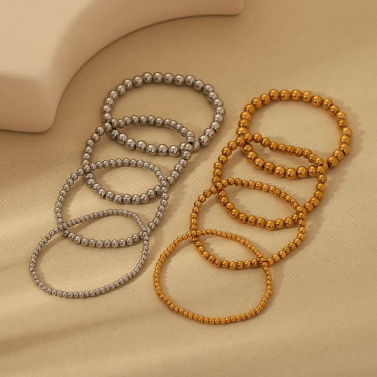 Picture of Wholesale 304 Stainless Steel Elastic Beaded Bubble Bracelets, Eco-friendly, Women's Stylish & Casual Exquisite Gift Jewelry Supply