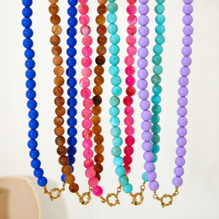 Immagine di Multicolore Collana di Perline All'Ingrosso, Placcato Oro 18K 304 Acciaio Inossidabile & Acrilato, Donne PVD Ecologica Casuale Boemia Regalo Gioielli Per Rivenditore, 1 Pz