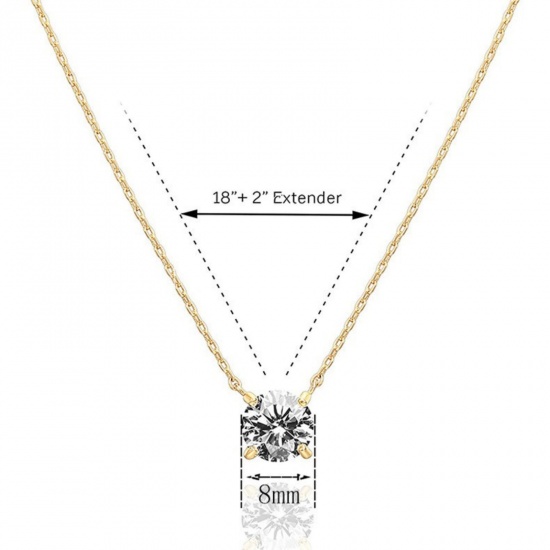 Picture of Wholesale Clear Cubic Zirconia Pendant Charm Necklace, Multicolor Brass Women's Simple Dainty Gift Jewelry For Retailer, 45cm(17.7") + 5cm(2") long