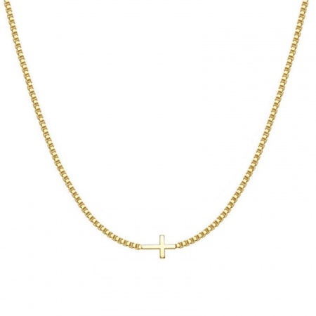 Picture of Wholesale Cross Pendant Charm Necklace, Multicolor Brass Box Chain, Women's Simple Religious Gift Jewelry For Retailer, 40cm(15.7") + 5cm(2") long