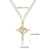 Picture of Wholesale Cross Crown Clear Cubic Zirconia Pendant Charm Necklace, Multicolor Brass Link Cable Chain, Women's Religious Simple & Casual Gift Jewelry For Retailer, 45cm(17.7") + 5cm(2") long