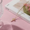 Picture of Wholesale Cross Crown Clear Cubic Zirconia Pendant Charm Necklace, Multicolor Brass Link Cable Chain, Women's Religious Simple & Casual Gift Jewelry For Retailer, 45cm(17.7") + 5cm(2") long