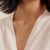 Picture of Wholesale Cross Crown Clear Cubic Zirconia Pendant Charm Necklace, Multicolor Brass Link Cable Chain, Women's Religious Simple & Casual Gift Jewelry For Retailer, 45cm(17.7") + 5cm(2") long