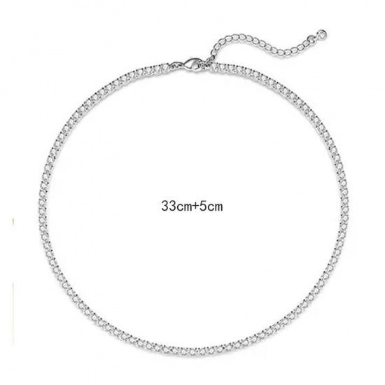 Immagine di Trasparente Circonio Cubico Collana Gargantiglia All'Ingrosso, Multicolore Ottone Donne Semplice Elegante Regalo Gioielli Per Rivenditore, 38cm + 5cm Lunghezza, 1 Pz