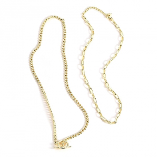 Immagine di Set di Collane a Strati Sovrapponibili All'Ingrosso, Catena a Graffetta Multicolore 304 Acciaio Inossidabile, Unisex Elegante Semplice & Casual Regalo Gioielli Per Rivenditore, 45cm Lunghezza, 1 Serie