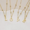 Picture of Wholesale Capital Alphabet Initial Letter Pendant Charm Necklace, 18K Gold Plated Brass Ball Chain, Women's Simple Dainty Gift Jewelry For Retailer, 40cm(15.7") + 5cm(2") long
