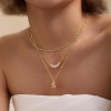Picture of Wholesale Capital Alphabet Initial Letter Pendant Charm Necklace, 18K Gold Plated Brass Ball Chain, Women's Simple Dainty Gift Jewelry For Retailer, 40cm(15.7") + 5cm(2") long