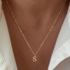 Picture of Wholesale Capital Alphabet Initial Letter Pendant Charm Necklace, 18K Gold Plated Brass Ball Chain, Women's Simple Dainty Gift Jewelry For Retailer, 40cm(15.7") + 5cm(2") long