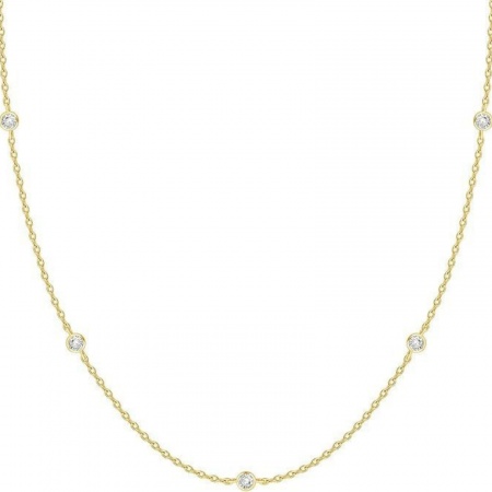 Picture of Wholesale Clear Cubic Zirconia Link Cable Chain Station Necklace, Multicolor Brass, Women's Simple Stylish Gift Jewelry For Retailer, 40cm(15.7") + 5cm(2") long