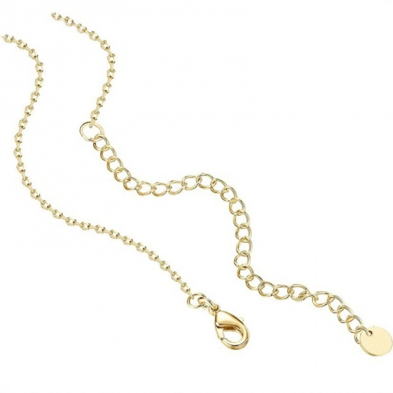 Picture of Wholesale Clear Cubic Zirconia Link Cable Chain Station Necklace, Multicolor Brass, Women's Simple Stylish Gift Jewelry For Retailer, 40cm(15.7") + 5cm(2") long