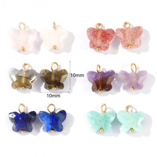 Imagen de 2 Unidades Respetuoso del Medio Ambiente Gema & Latón Insecto Colgantes Al Por Mayor 18K Oro Real Chapado Mariposa Sección 10mm x 10mm