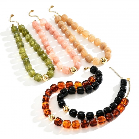 Immagine di Abaco Multicolore Collana di Perline All'Ingrosso, Catena del Barbazzale Oro Placcato Acciaio Inossidabile & Resina, Donne Ipoallergenico Stile Bohemien Stile Etnico Regalo Gioielli Per Rivenditore, 42cm + 7cm Lunghezza, 1 Pz