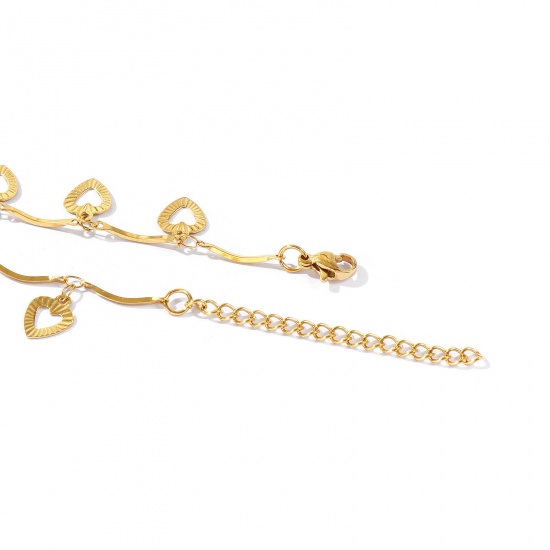 Immagine di Cuore Conchiglia 304 Acciaio Inossidabile Catena a Maglia Fatta a Mano Cavigliera della Stazione All'Ingrosso, Multicolore Donne Semplice Dolce & Carino Regalo Fornitura di Gioielli, 22cm + 5cm Lunghezza, 1 Pz