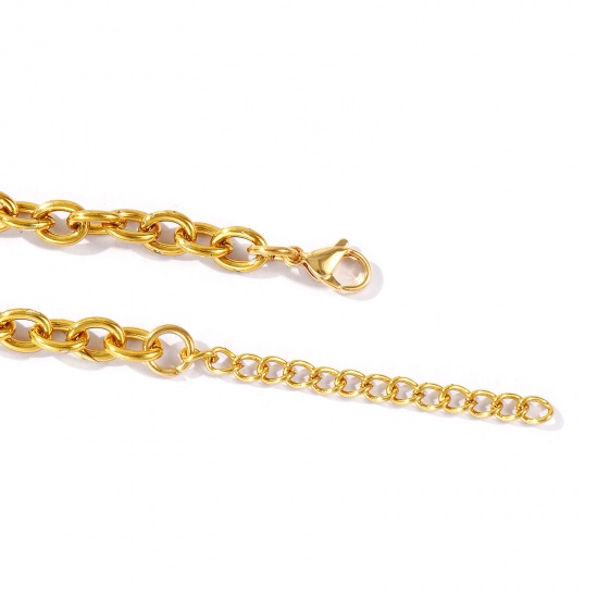 Picture of Wholesale 304 Stainless Steel Link Cable Chain Bracelets, Unisex Simple Ins Style Gift Jewelry Supply, 17cm(6.7") + 5cm(2") long