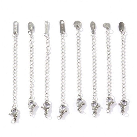 Picture of Eco-friendly 304 Stainless Steel Extender Chain Wholesale For Necklace Bracelet Jewelry Making Silver Tone With Lobster Claw Clasp