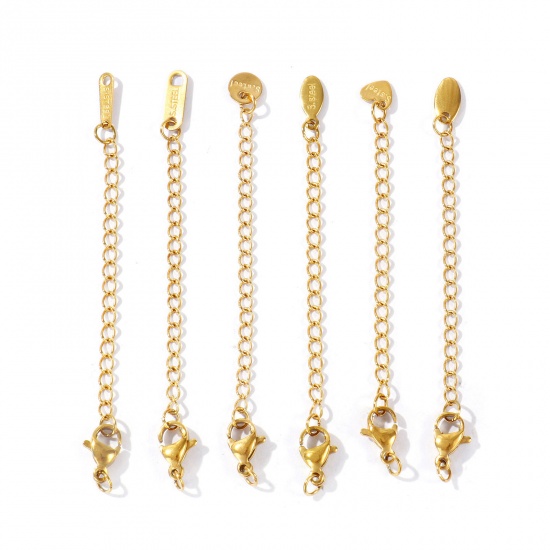 Picture of Eco-friendly PVD 304 Stainless Steel Extender Chain Wholesale For Necklace Bracelet Jewelry Making 18K Real Gold Plated With Lobster Claw Clasp