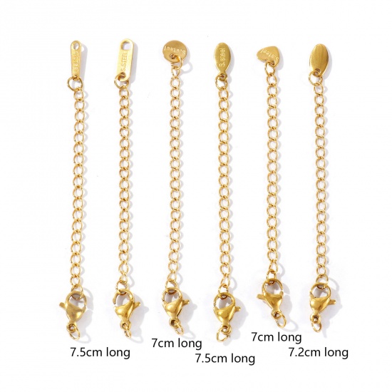 Picture of Eco-friendly PVD 304 Stainless Steel Extender Chain Wholesale For Necklace Bracelet Jewelry Making 18K Real Gold Plated With Lobster Claw Clasp