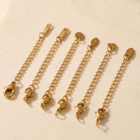 Picture of Eco-friendly PVD 304 Stainless Steel Extender Chain Wholesale For Necklace Bracelet Jewelry Making 18K Real Gold Plated With Lobster Claw Clasp