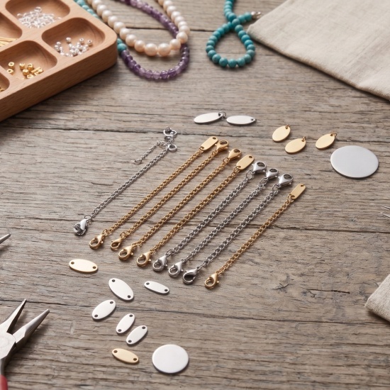 Picture of Eco-friendly PVD 304 Stainless Steel Extender Chain Wholesale For Necklace Bracelet Jewelry Making 18K Real Gold Plated With Lobster Claw Clasp