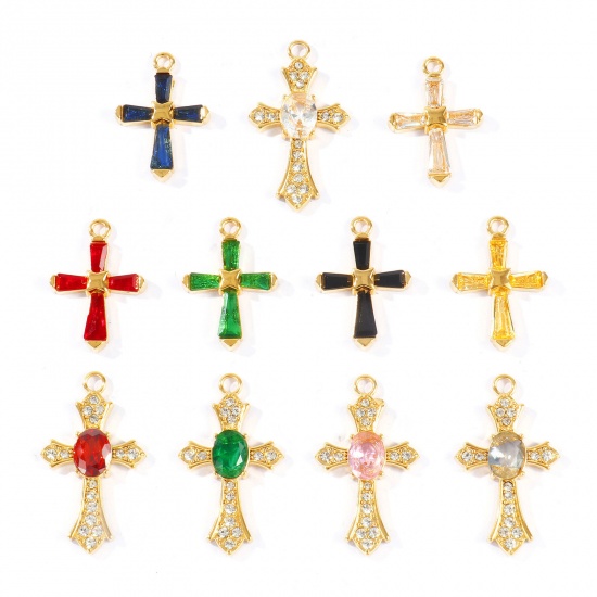 Picture of Eco-friendly PVD 304 Stainless Steel Religious Pendants Wholesale 18K Real Gold Plated Cross