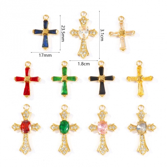 Picture of Eco-friendly PVD 304 Stainless Steel Religious Pendants Wholesale 18K Real Gold Plated Cross