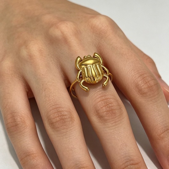 Picture of Wholesale Unisex Gift Open Adjustable Rings, 18K Gold Plated 304 Stainless Steel, Eco-friendly PVD Bohemia Boho Jewelry Supply, 18mm(US Size 7.75)