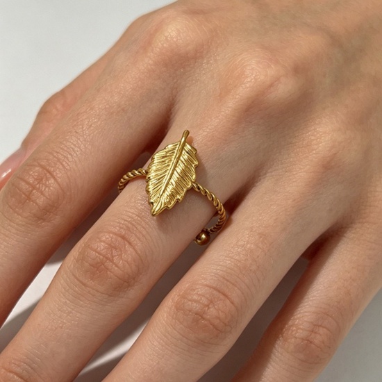 Picture of Wholesale Unisex Gift Open Adjustable Rings, 18K Gold Plated 304 Stainless Steel, Eco-friendly PVD Bohemia Boho Jewelry Supply, 18mm(US Size 7.75)