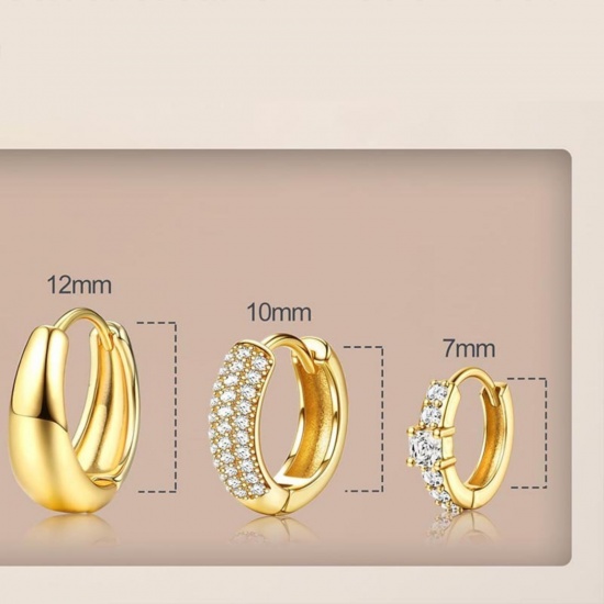 Immagine di Semplice Elegante Orecchino All'Ingrosso, Tondo Trasparente Circonio Cubico Multicolore Ottone, Donne Regalo Fornitura di Gioielli, 1 Serie ( 6 Pz/Serie)