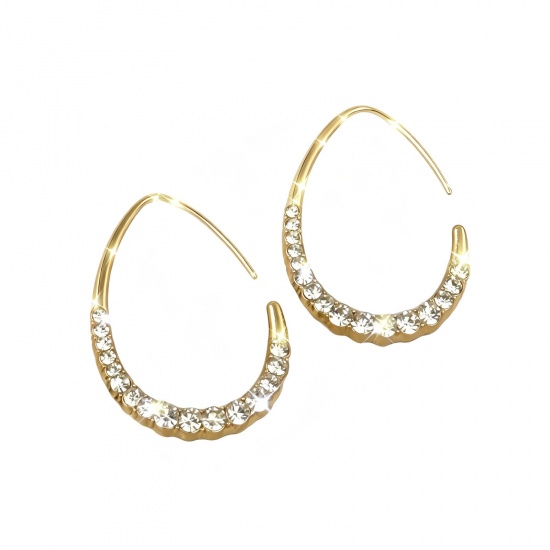 Immagine di Semplice Elegante Orecchini Circolari All'Ingrosso, Goccia Multicolore Ottone, Donne Regalo Fornitura di Gioielli, 3.9cm x 2.8cm, 1 Paio