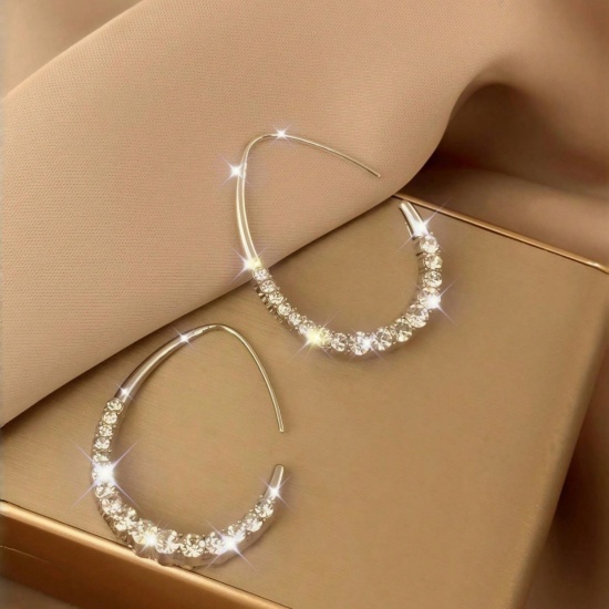 Immagine di Semplice Elegante Orecchini Circolari All'Ingrosso, Goccia Multicolore Ottone, Donne Regalo Fornitura di Gioielli, 3.9cm x 2.8cm, 1 Paio