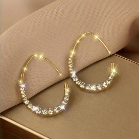 Immagine di Semplice Elegante Orecchini Circolari All'Ingrosso, Goccia Multicolore Ottone, Donne Regalo Fornitura di Gioielli, 3.9cm x 2.8cm, 1 Paio