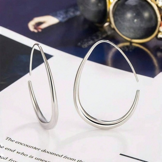 Immagine di Semplice Elegante Orecchini Circolari All'Ingrosso, Goccia Multicolore Ottone, Donne Regalo Fornitura di Gioielli, 3.9cm x 2.8cm, 1 Paio