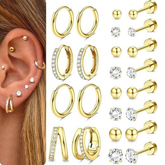 Immagine di Semplice Elegante Orecchini Set All'Ingrosso, Multicolore Ottone, Donne Regalo Fornitura di Gioielli, 1 Serie