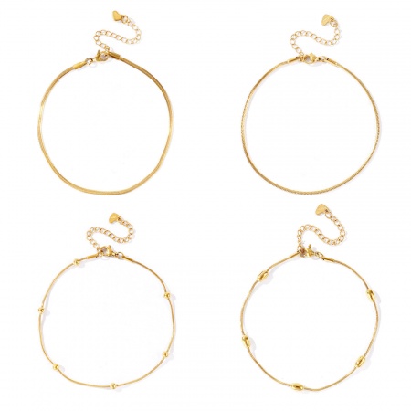 Immagine di 304 Acciaio Inossidabile Catena di Serpente Cavigliere All'Ingrosso, 18K Vero Oro Placcato PVD Ecologica Impermeabile Anti-Ossidante Ipoallergenico, Donne Elegante & Casual Minimalista Regalo Fornitura di Gioielli, 1 Pz