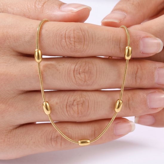 Picture of Wholesale 304 Stainless Steel Snake Chain Anklet, 18K Real Gold Plated Eco-friendly PVD Waterproof Anti-Tarnish Hypoallergenic, Women's Stylish & Casual Minimalist Gift Jewelry Supply