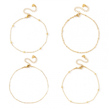 Immagine di 304 Acciaio Inossidabile Catena a Cavo Cavigliere All'Ingrosso, 18K Vero Oro Placcato PVD Ecologica Impermeabile Anti-Ossidante Ipoallergenico, Donne Elegante & Casual Minimalista Regalo Fornitura di Gioielli, 1 Pz