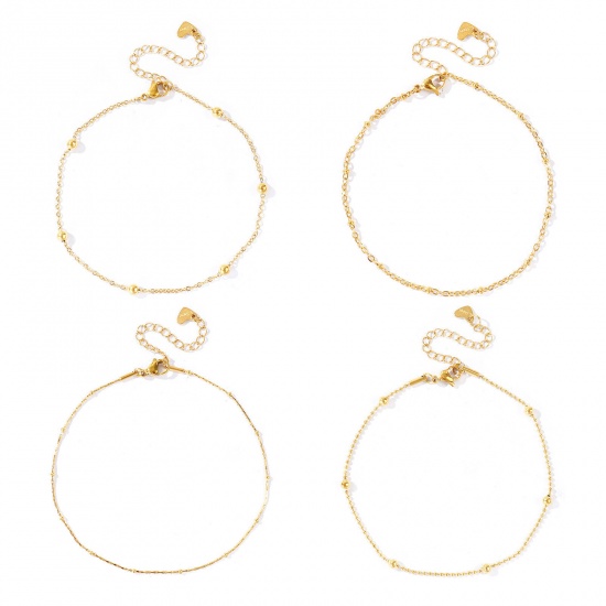 Picture of Wholesale 304 Stainless Steel Link Cable Chain Anklet, 18K Real Gold Plated Eco-friendly PVD Waterproof Anti-Tarnish Hypoallergenic, Women's Stylish & Casual Minimalist Gift Jewelry Supply