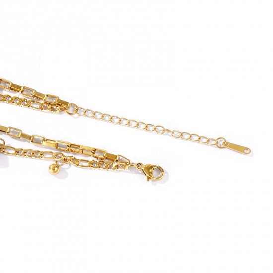 Immagine di 304 Acciaio Inossidabile Bracciale di Doppio Strato All'Ingrosso, Ecologico, Donne Squisito Elegante Regalo Fornitura di Gioielli, 16cm + 5cm Lunghezza, 1 Pz