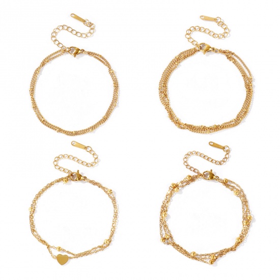 Immagine di 304 Acciaio Inossidabile Bracciale Multistrato a Strati All'Ingrosso, Multicolore Ecologico, Donne Squisito Elegante Regalo Fornitura di Gioielli, 16cm + 5cm Lunghezza, 1 Pz