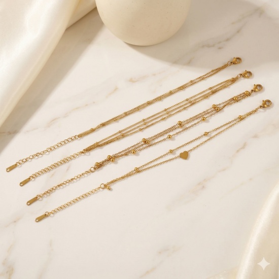 Immagine di 304 Acciaio Inossidabile Bracciale Multistrato a Strati All'Ingrosso, Multicolore Ecologico, Donne Squisito Elegante Regalo Fornitura di Gioielli, 16cm + 5cm Lunghezza, 1 Pz
