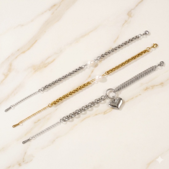 Immagine di 304 Acciaio Inossidabile Braccialetti All'Ingrosso, Multicolore Ecologico, Donne Squisito Elegante Regalo Fornitura di Gioielli, 1 Pz