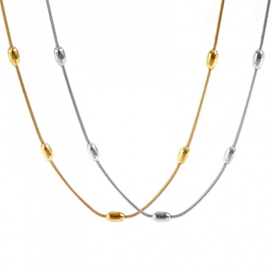 Immagine di in Rilievo Collana All'Ingrosso, Catena di Serpente Multicolore 304 Acciaio Inossidabile, Donne PVD Ecologica Semplice Elegante Regalo Gioielli Per Rivenditore, 54cm + 5cm Lunghezza, 1 Pz