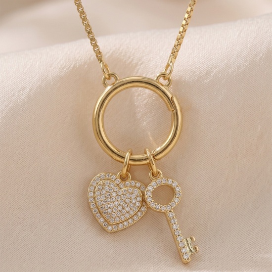 Picture of 1 Piece Brass Simple Charm Holder Necklace Wholesale Circle Ring